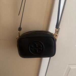 Tory Burch Black Pebbled Leather Crossbody Bag